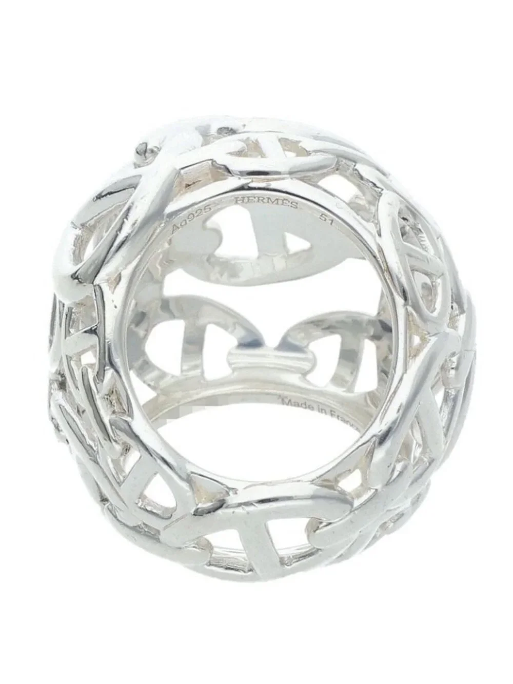 Hermes Chaine D'ancre Enchainee TGM Silver Ring